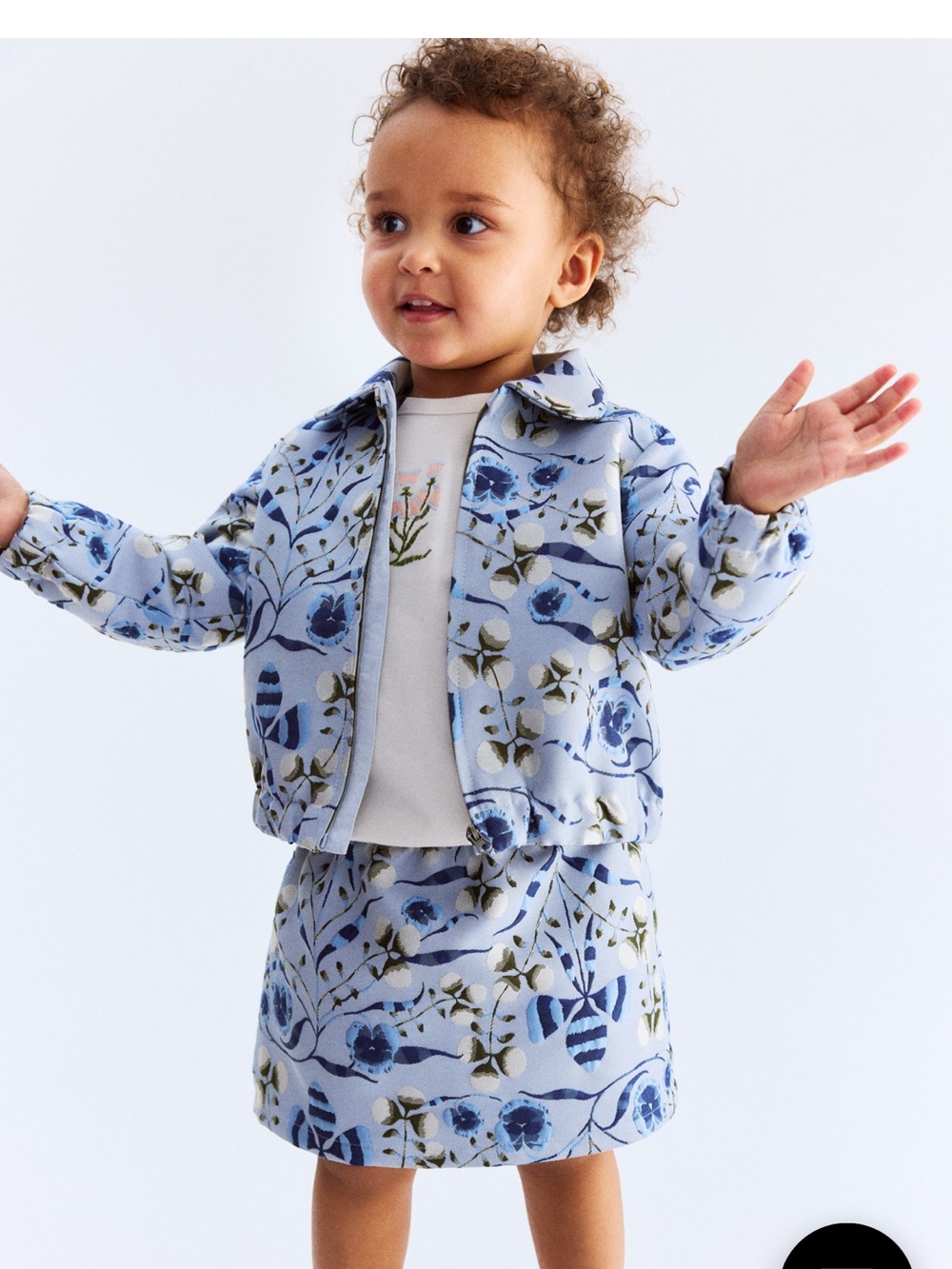 H&M x Giorgia Beaumont Blue Floral Kids Matching Jacket & Skirt Set